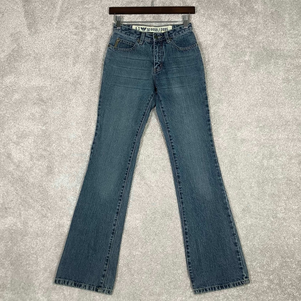 Armani Jeans Womens Size 25 Bootcut Denim Blue Jeans Made in Italy Whisker Faded
